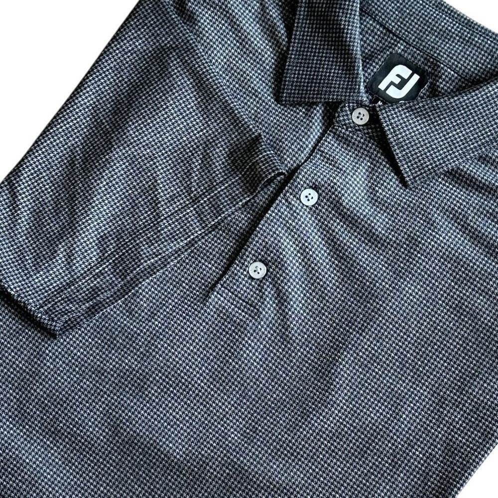 Footjoy Polo Men's Extra Large Gray & Black Golf Houndstooth Short Sleeve Shirt - Picture 1 of 10